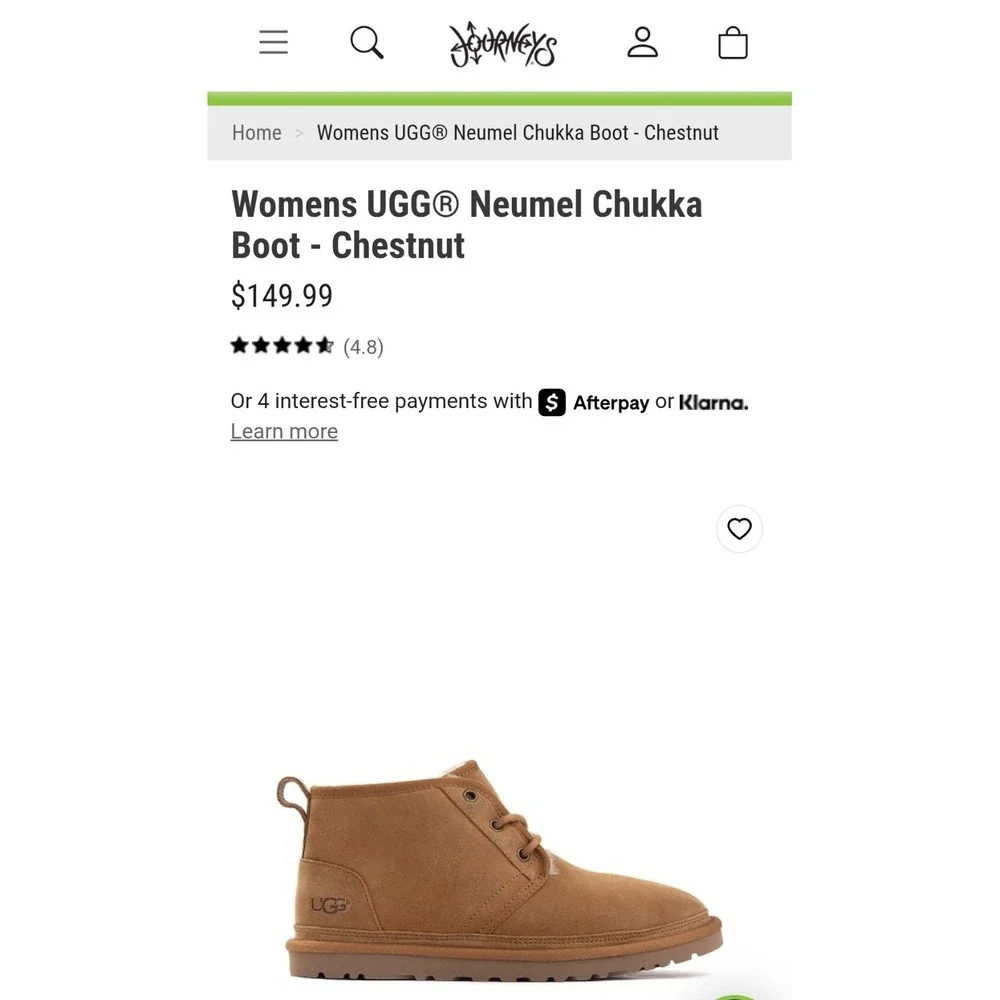 UGG Neumel Women's Size 8 Chukka Boots Chestnut Brown